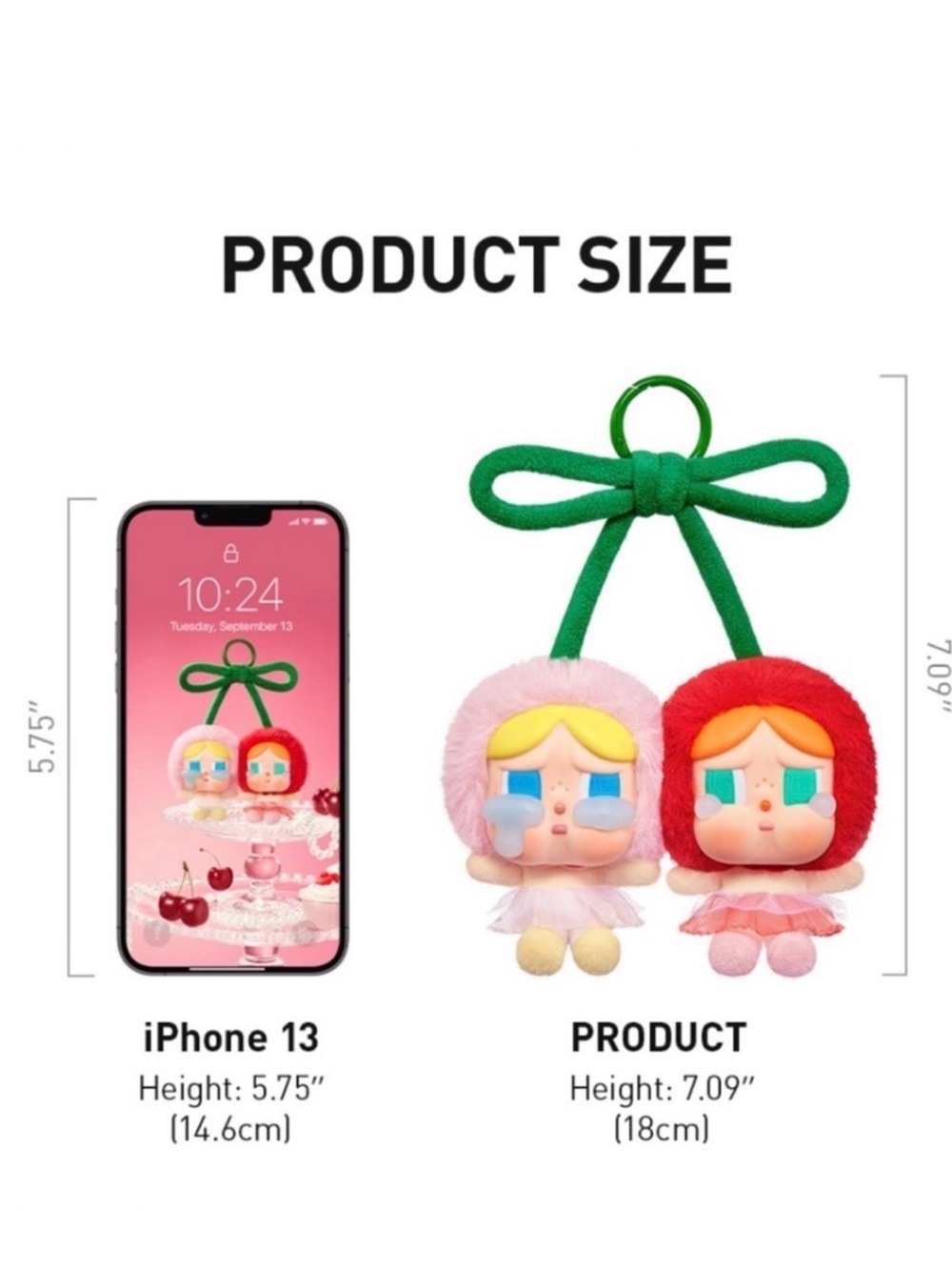 Plush Twin Doll Key & Card Holder - Pink and Red - Picture 4 of 5